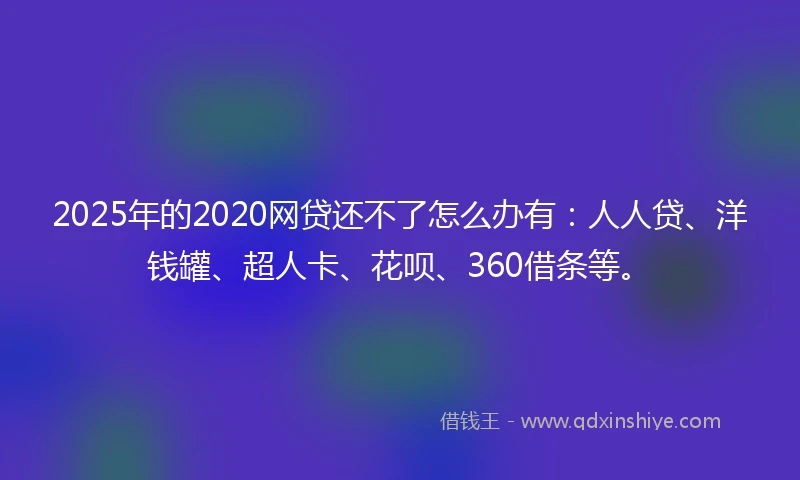 2025年的2020网贷还不了怎么办有：人人贷、洋钱罐、超人卡、花呗、360借条等。