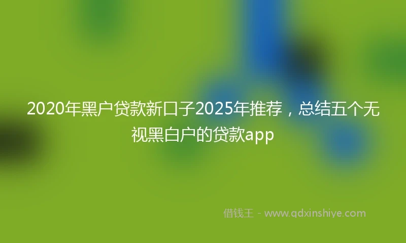 2020年黑户贷款新口子2025年推荐，总结五个无视黑白户的贷款app