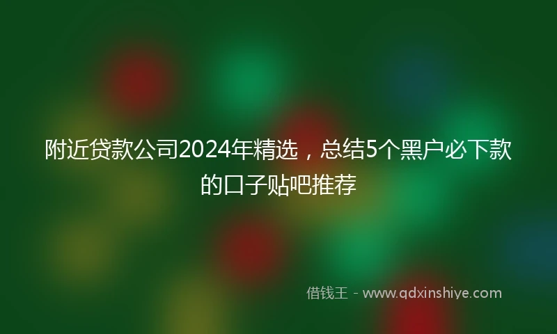 附近贷款公司2024年精选，总结5个黑户必下款的口子贴吧推荐