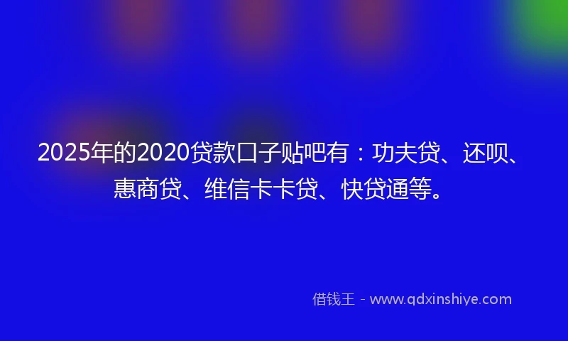 2025年的2020贷款口子贴吧有：功夫贷、还呗、惠商贷、维信卡卡贷、快贷通等。