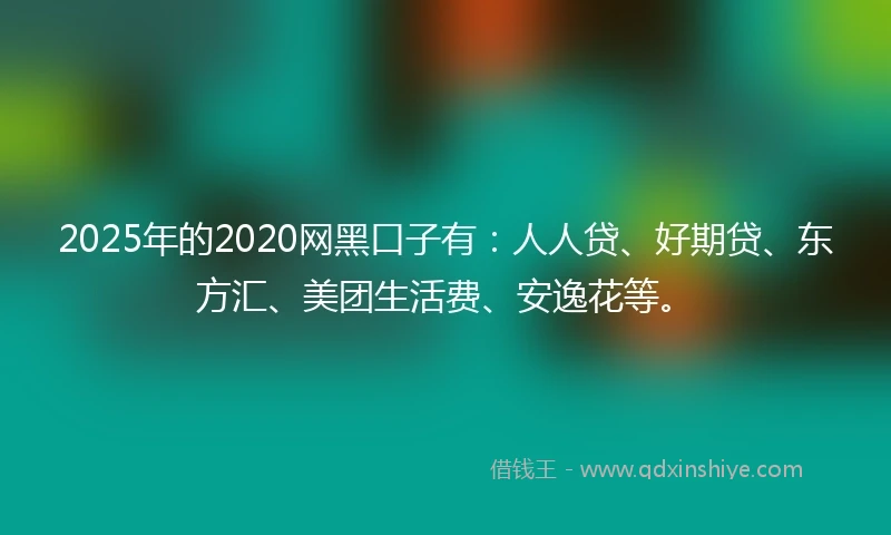 2025年的2020网黑口子有：人人贷、好期贷、东方汇、美团生活费、安逸花等。