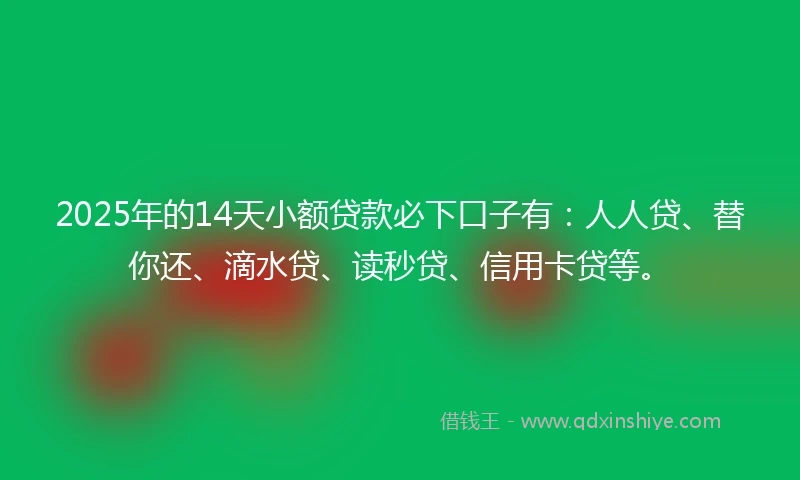 2025年的14天小额贷款必下口子有：人人贷、替你还、滴水贷、读秒贷、信用卡贷等。