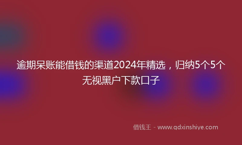 逾期呆账能借钱的渠道2024年精选，归纳5个5个无视黑户下款口子
