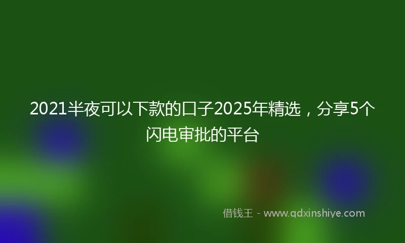 2021半夜可以下款的口子2025年精选，分享5个闪电审批的平台