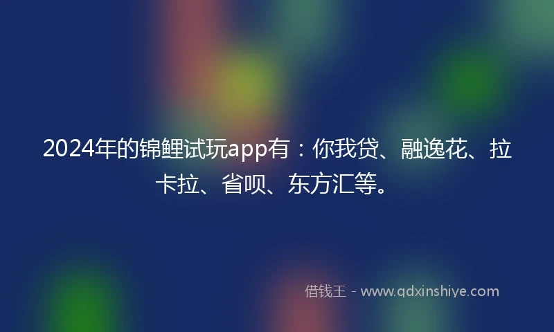 2024年的锦鲤试玩app有：你我贷、融逸花、拉卡拉、省呗、东方汇等。