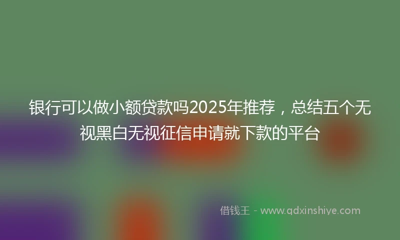 银行可以做小额贷款吗2025年推荐，总结五个无视黑白无视征信申请就下款的平台
