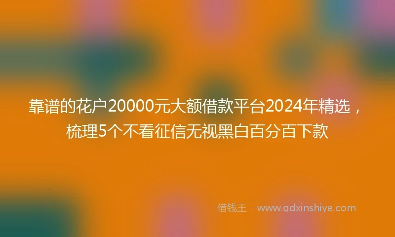 靠谱的花户20000元大额借款平台2024年精选，梳理5个不看征信无视黑白百分百下款