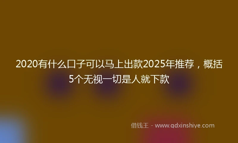 2020有什么口子可以马上出款2025年推荐，概括5个无视一切是人就下款