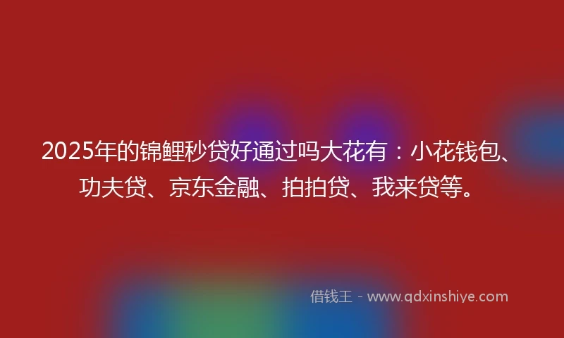 2025年的锦鲤秒贷好通过吗大花有：小花钱包、功夫贷、京东金融、拍拍贷、我来贷等。
