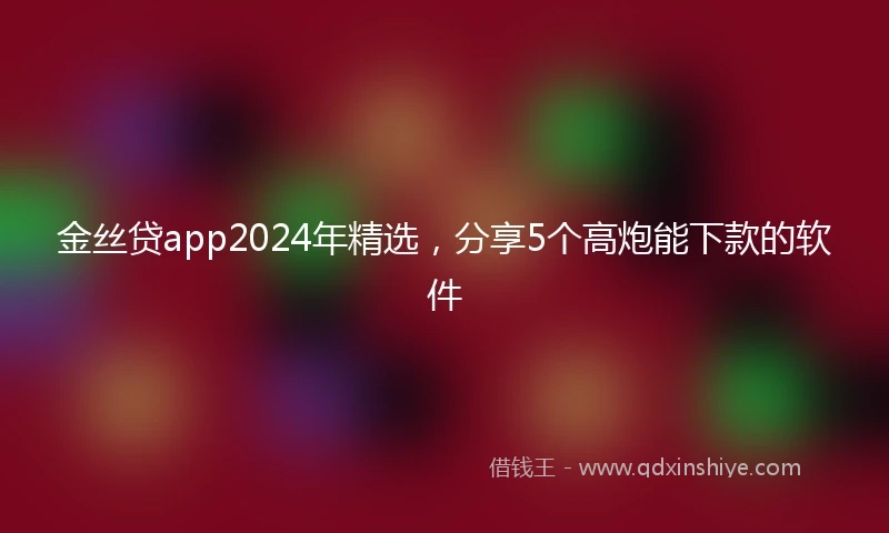 金丝贷app2024年精选，分享5个高炮能下款的软件
