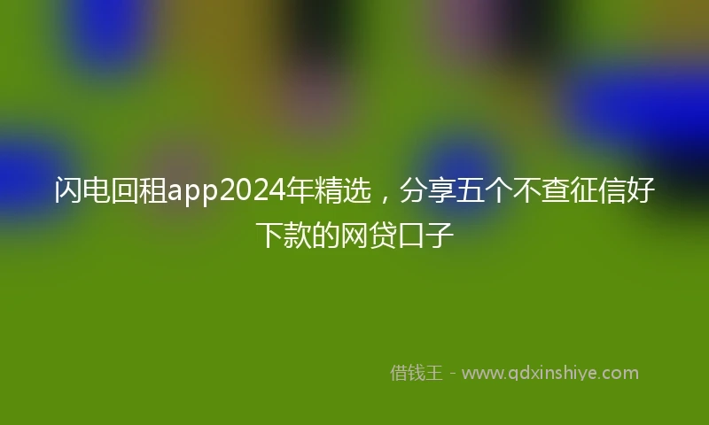 闪电回租app2024年精选，分享五个不查征信好下款的网贷口子