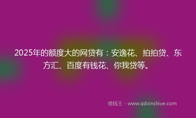 2025年的额度大的网贷有：安逸花、拍拍贷、东方汇、百度有钱花、你我贷等。