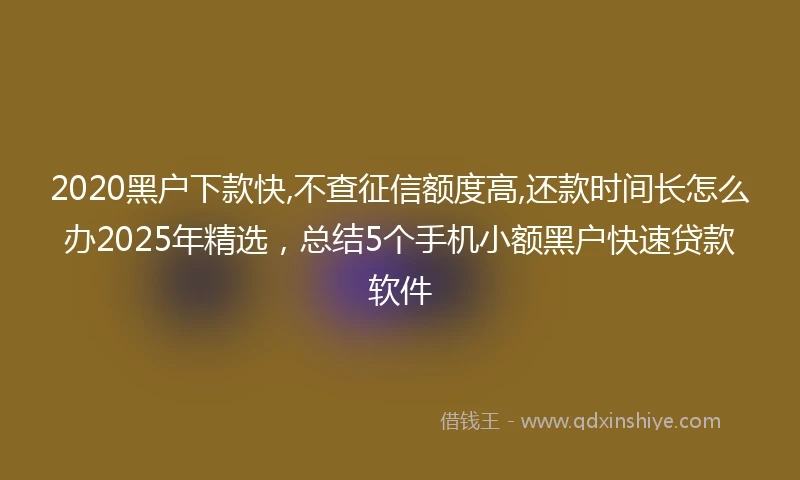 2020黑户下款快,不查征信额度高,还款时间长怎么办2025年精选，总结5个手机小额黑户快速贷款软件