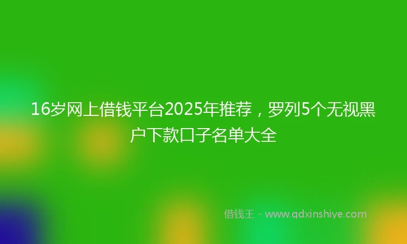 16岁网上借钱平台2025年推荐，罗列5个无视黑户下款口子名单大全