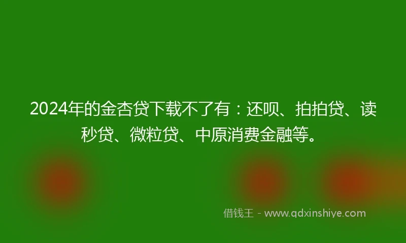 2024年的金杏贷下载不了有：还呗、拍拍贷、读秒贷、微粒贷、中原消费金融等。
