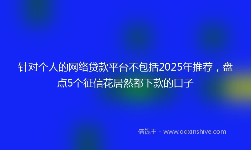 针对个人的网络贷款平台不包括2025年推荐，盘点5个征信花居然都下款的口子