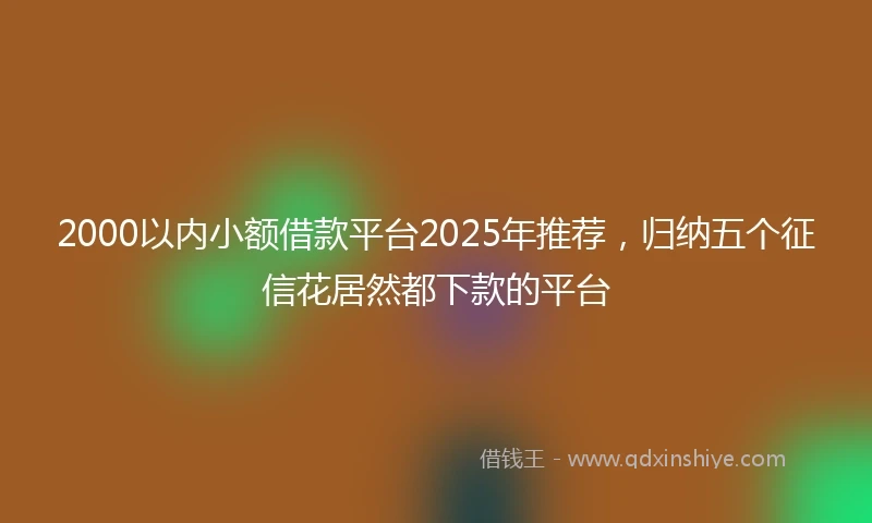 2000以内小额借款平台2025年推荐，归纳五个征信花居然都下款的平台
