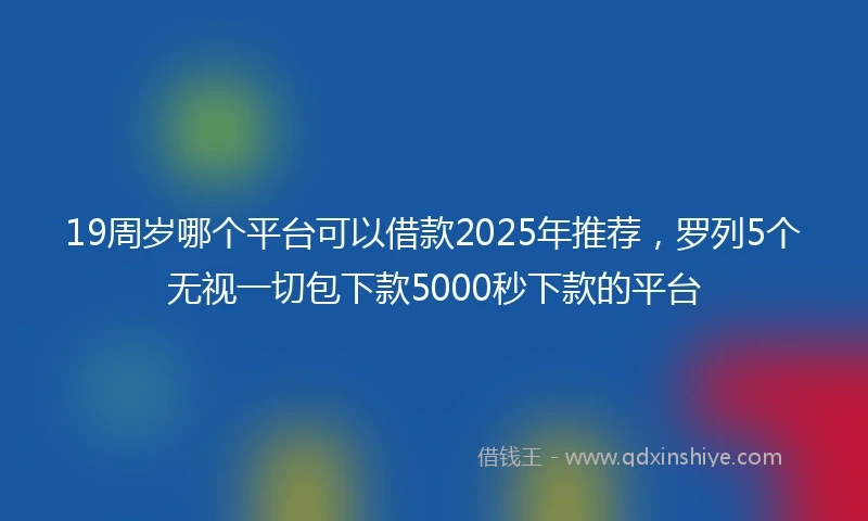 19周岁哪个平台可以借款2025年推荐，罗列5个无视一切包下款5000秒下款的平台