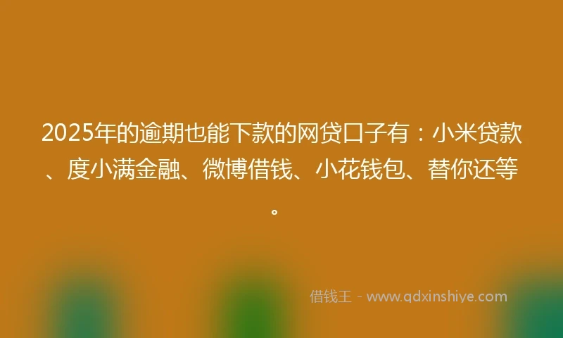 2025年的逾期也能下款的网贷口子有：小米贷款、度小满金融、微博借钱、小花钱包、替你还等。