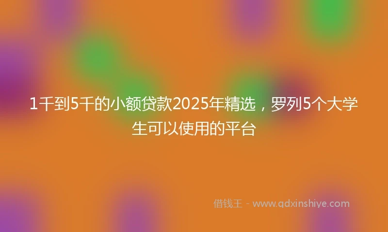 1千到5千的小额贷款2025年精选，罗列5个大学生可以使用的平台