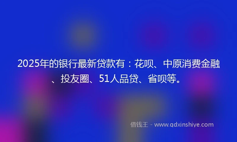 2025年的银行最新贷款有：花呗、中原消费金融、投友圈、51人品贷、省呗等。