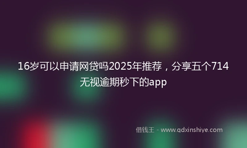 16岁可以申请网贷吗2025年推荐，分享五个714无视逾期秒下的app