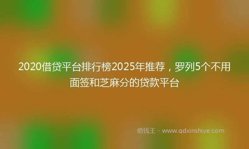 2020借贷平台排行榜2025年推荐，罗列5个不用面签和芝麻分的贷款平台