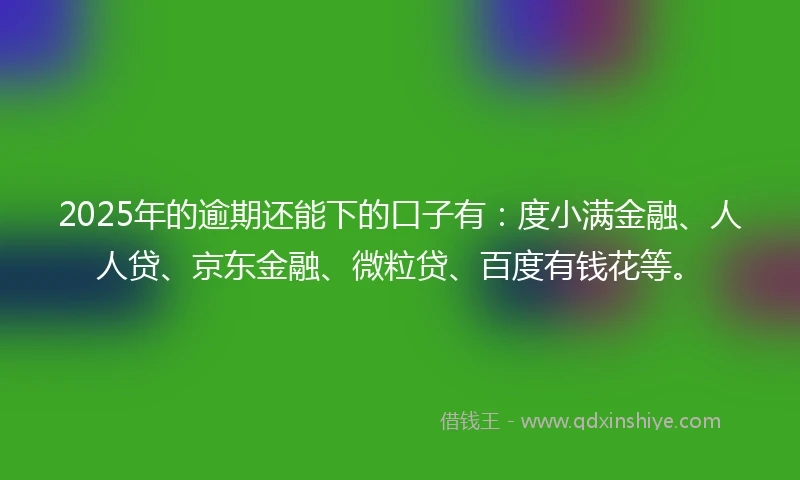 2025年的逾期还能下的口子有：度小满金融、人人贷、京东金融、微粒贷、百度有钱花等。