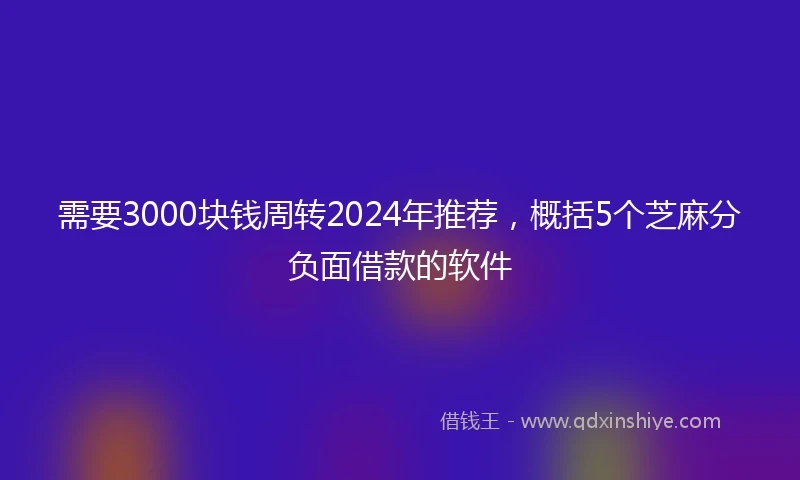 需要3000块钱周转2024年推荐，概括5个芝麻分负面借款的软件