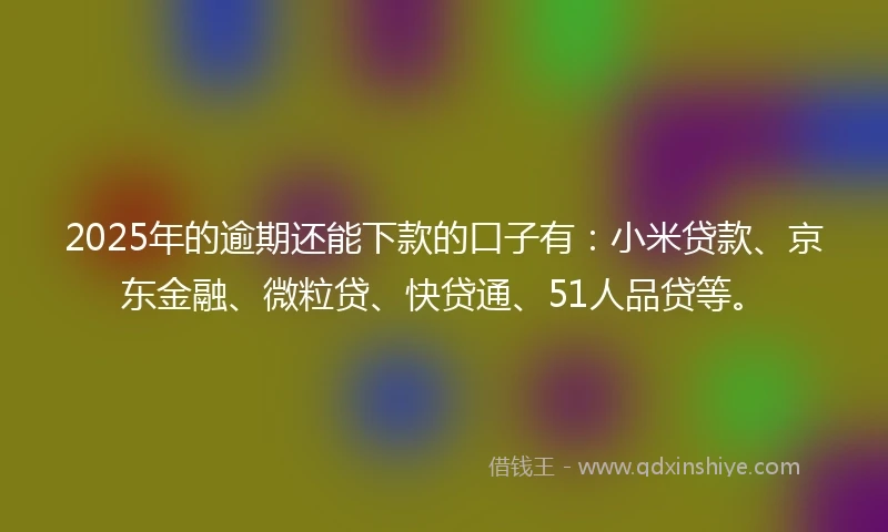 2025年的逾期还能下款的口子有：小米贷款、京东金融、微粒贷、快贷通、51人品贷等。