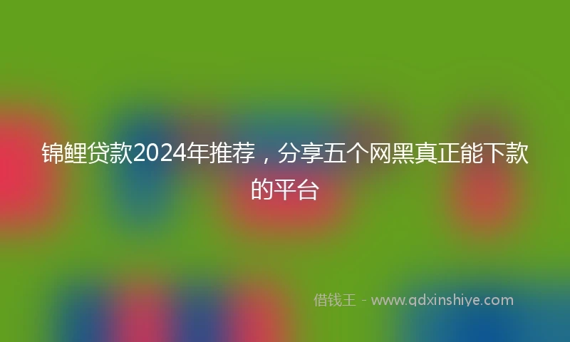 锦鲤贷款2024年推荐，分享五个网黑真正能下款的平台