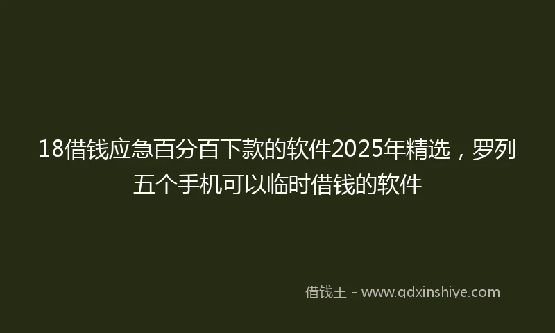 18借钱应急百分百下款的软件2025年精选，罗列五个手机可以临时借钱的软件