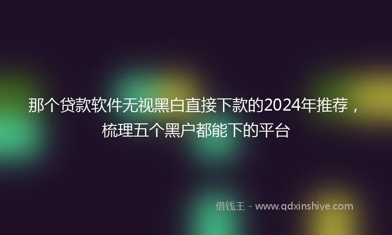 那个贷款软件无视黑白直接下款的2024年推荐，梳理五个黑户都能下的平台