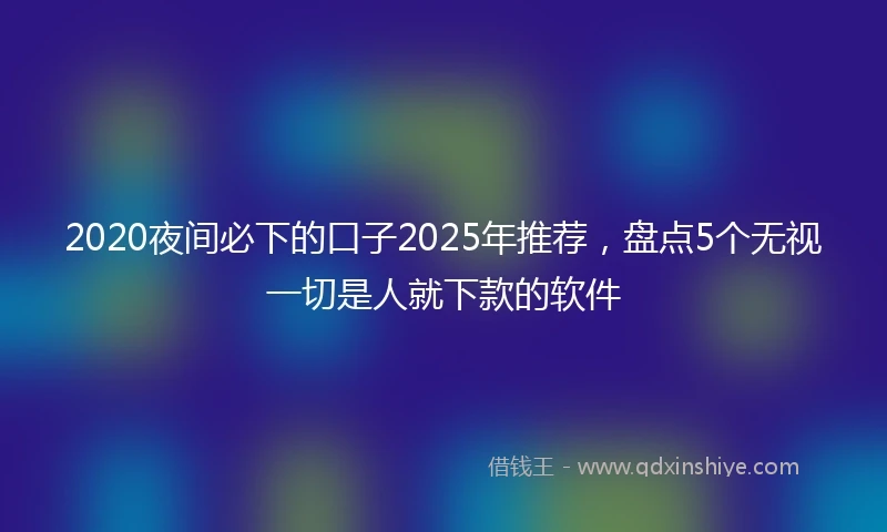 2020夜间必下的口子2025年推荐，盘点5个无视一切是人就下款的软件