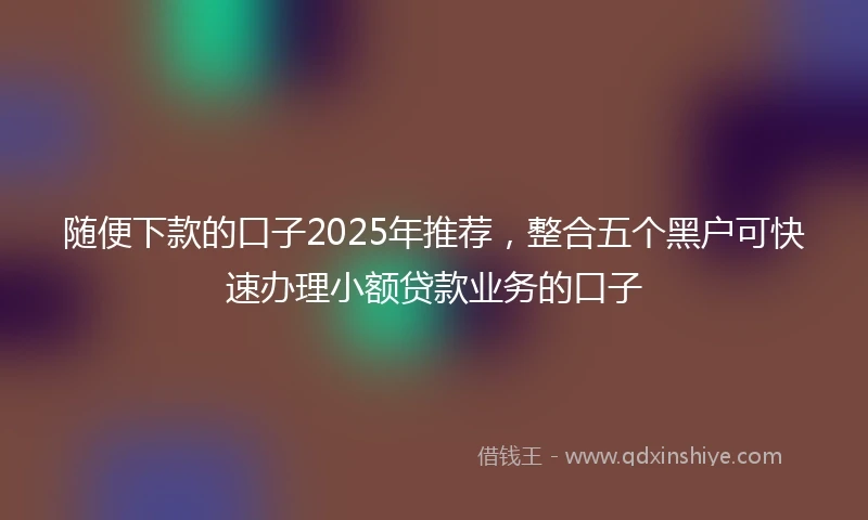 随便下款的口子2025年推荐，整合五个黑户可快速办理小额贷款业务的口子