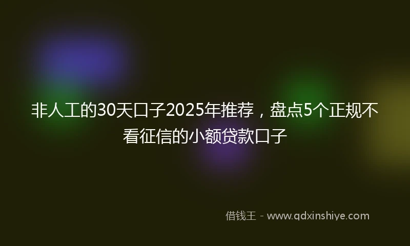 非人工的30天口子2025年推荐，盘点5个正规不看征信的小额贷款口子