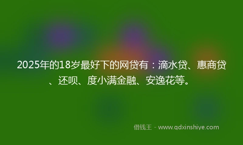 2025年的18岁最好下的网贷有：滴水贷、惠商贷、还呗、度小满金融、安逸花等。