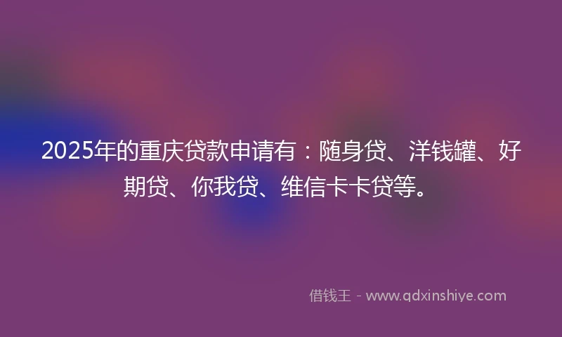 2025年的重庆贷款申请有：随身贷、洋钱罐、好期贷、你我贷、维信卡卡贷等。