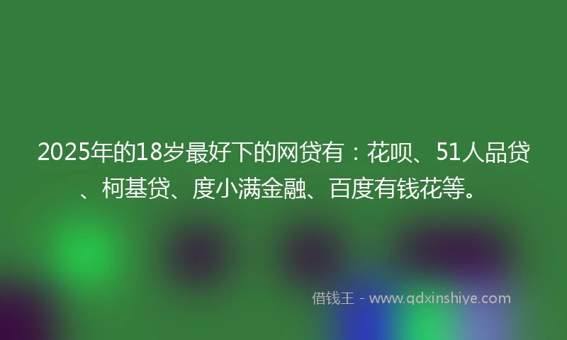 2025年的18岁最好下的网贷有：花呗、51人品贷、柯基贷、度小满金融、百度有钱花等。