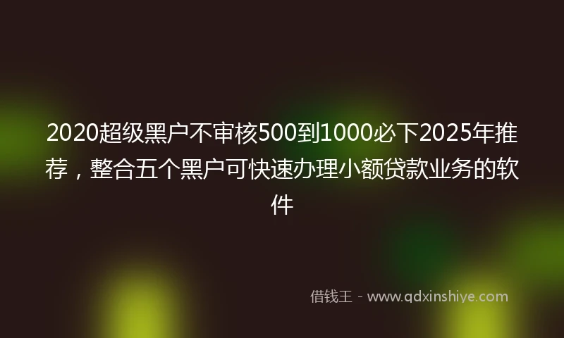 2020超级黑户不审核500到1000必下2025年推荐，整合五个黑户可快速办理小额贷款业务的软件