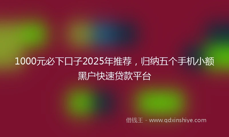 1000元必下口子2025年推荐，归纳五个手机小额黑户快速贷款平台