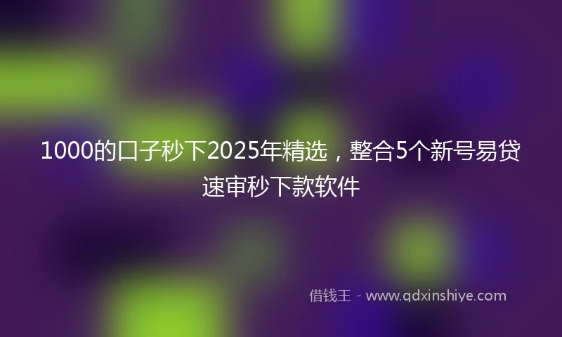1000的口子秒下2025年精选，整合5个新号易贷速审秒下款软件