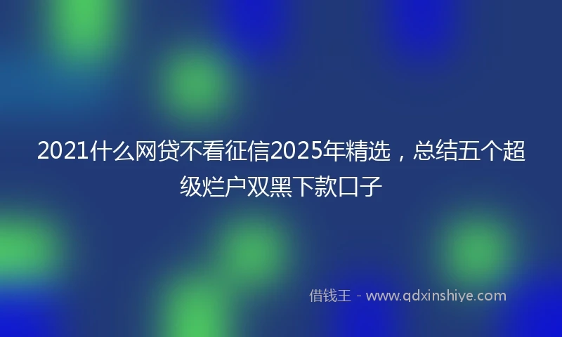 2021什么网贷不看征信2025年精选，总结五个超级烂户双黑下款口子
