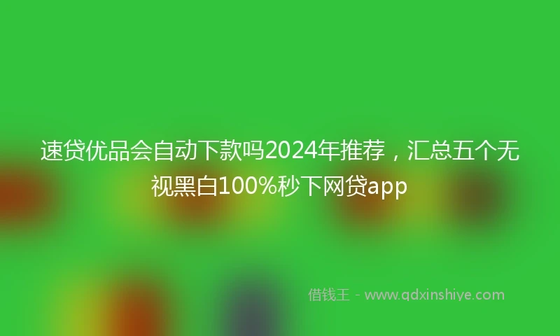速贷优品会自动下款吗2024年推荐，汇总五个无视黑白100%秒下网贷app