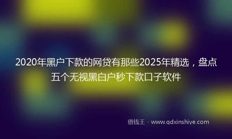 2020年黑户下款的网贷有那些2025年精选，盘点五个无视黑白户秒下款口子软件