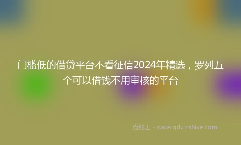门槛低的借贷平台不看征信2024年精选，罗列五个可以借钱不用审核的平台
