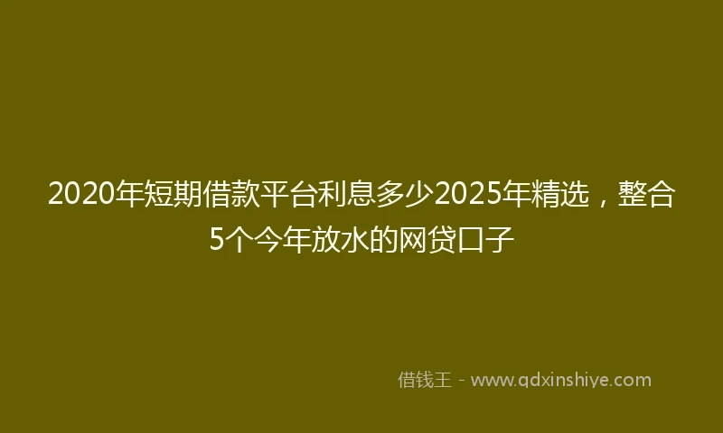 2020年短期借款平台利息多少2025年精选，整合5个今年放水的网贷口子