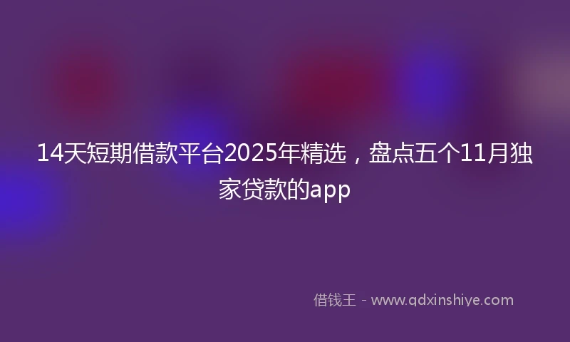 14天短期借款平台2025年精选，盘点五个11月独家贷款的app