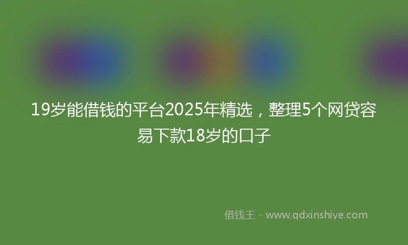 19岁能借钱的平台2025年精选，整理5个网贷容易下款18岁的口子