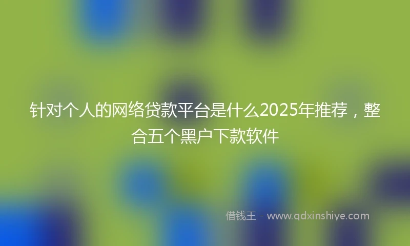 针对个人的网络贷款平台是什么2025年推荐，整合五个黑户下款软件